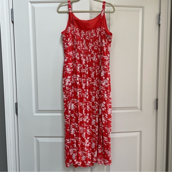 Old Navy Fit & Flare Tropical Print Lined Slit Adjustable Straps Maxi Dress - Picture 6 of 14